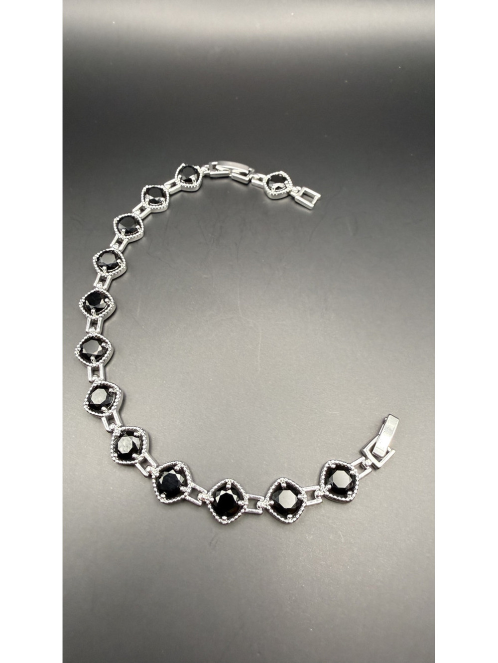 candy+clover elite black crystal 14k white gold plated bracelet